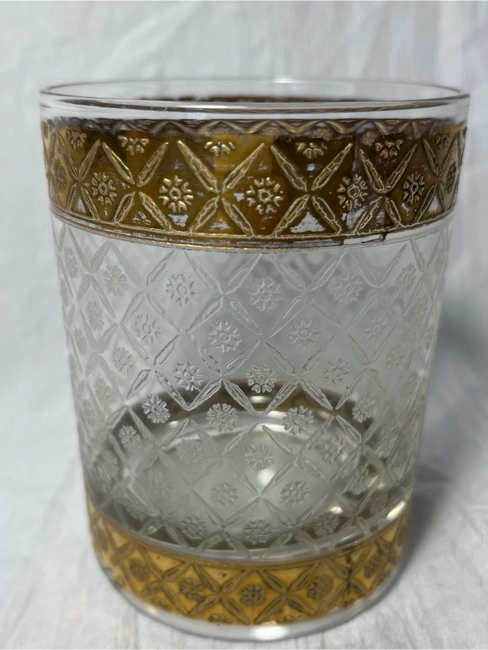 4 Vintage Culver Scintilla 22k Gold Lowball Tumblers MCM Hollywood Regency Rocks